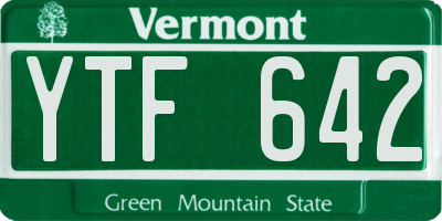 VT license plate YTF642