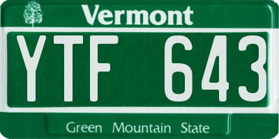 VT license plate YTF643