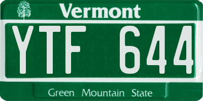 VT license plate YTF644