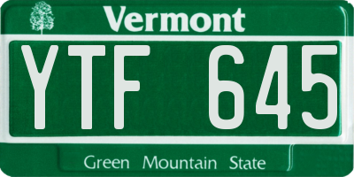 VT license plate YTF645