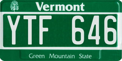 VT license plate YTF646