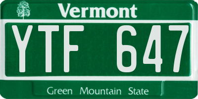 VT license plate YTF647