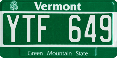 VT license plate YTF649