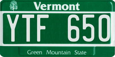 VT license plate YTF650