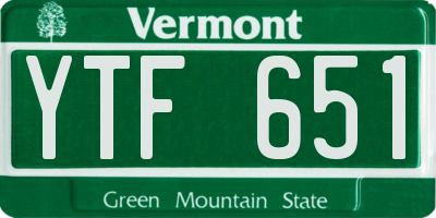 VT license plate YTF651