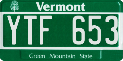 VT license plate YTF653