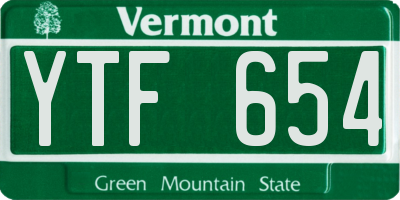 VT license plate YTF654