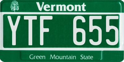 VT license plate YTF655