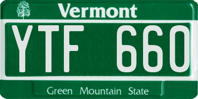VT license plate YTF660