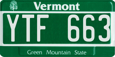 VT license plate YTF663