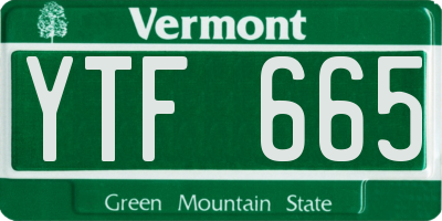 VT license plate YTF665