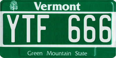 VT license plate YTF666