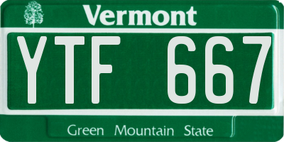 VT license plate YTF667