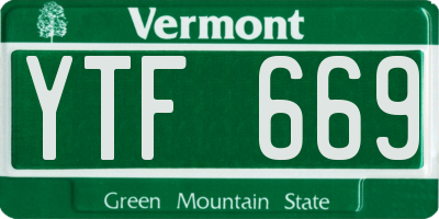 VT license plate YTF669