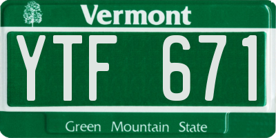 VT license plate YTF671