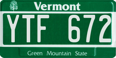 VT license plate YTF672