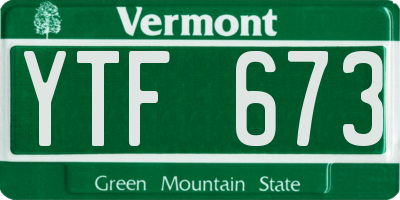 VT license plate YTF673
