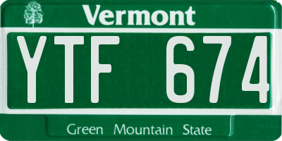 VT license plate YTF674