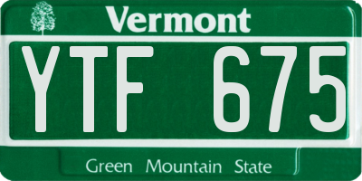 VT license plate YTF675