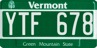 VT license plate YTF678