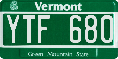 VT license plate YTF680