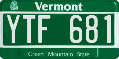 VT license plate YTF681