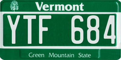 VT license plate YTF684