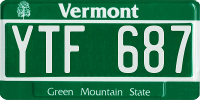 VT license plate YTF687