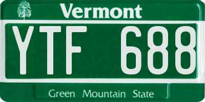 VT license plate YTF688