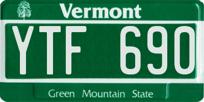 VT license plate YTF690