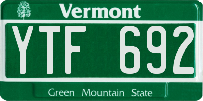 VT license plate YTF692