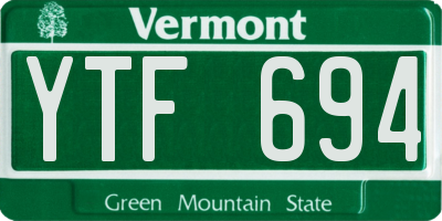 VT license plate YTF694