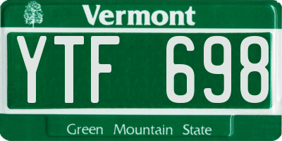 VT license plate YTF698