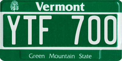 VT license plate YTF700