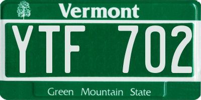 VT license plate YTF702