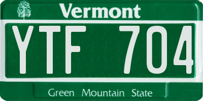 VT license plate YTF704