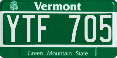 VT license plate YTF705