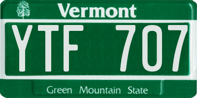 VT license plate YTF707