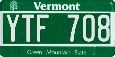 VT license plate YTF708