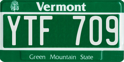 VT license plate YTF709
