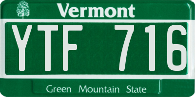 VT license plate YTF716