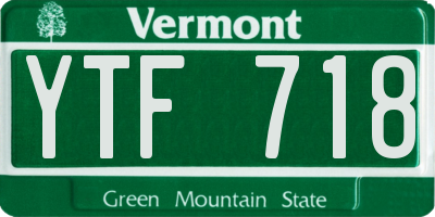 VT license plate YTF718