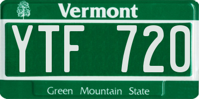 VT license plate YTF720