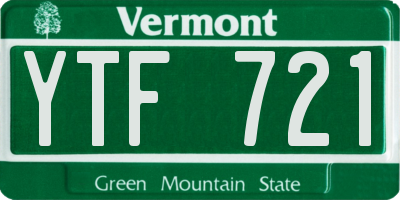 VT license plate YTF721