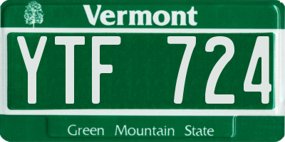 VT license plate YTF724