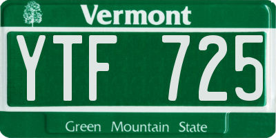 VT license plate YTF725