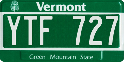 VT license plate YTF727