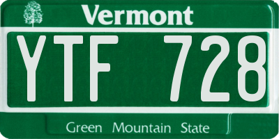 VT license plate YTF728