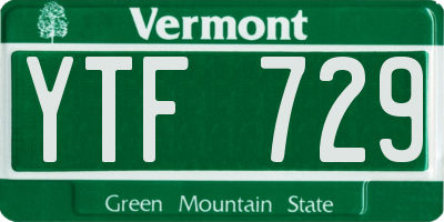 VT license plate YTF729