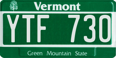 VT license plate YTF730
